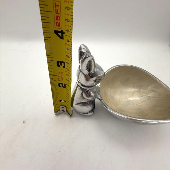 Vtg Bunny Candy Bowl Trinket Dish Cast Aluminum Enameled Bowl Easter Spring - Picture 8 of 9